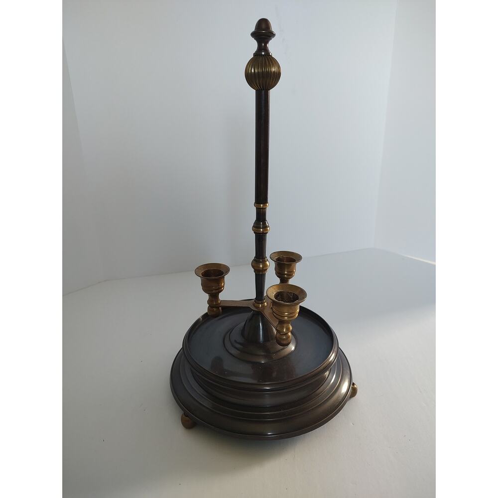 Vintage French Bouillotte Brass 3 Candle Stick Metal And Brass Neoclassical